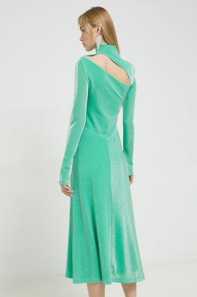 Rotate rochie culoarea verde, maxi, evazati