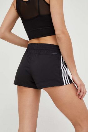 Adidas Performance pantaloni scurți de antrenament Pacer femei, culoarea negru, cu imprimeu, medium waist