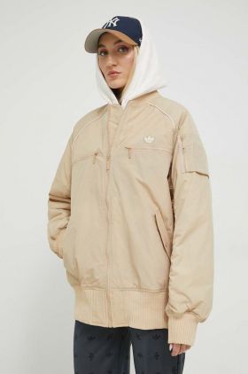 Adidas Originals geaca bomber femei, culoarea bej, de tranzitie