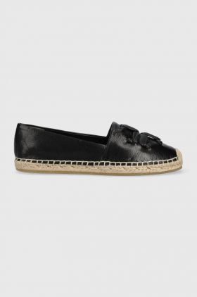 Tory Burch espadrile de piele Woven culoarea negru, 144042-004