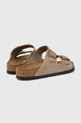 Birkenstock papuci din piele Arizona bărbați, culoarea gri 51461.TAUP-TAUPE