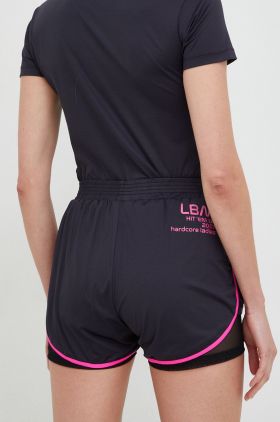 LaBellaMafia pantaloni scurți de antrenament Wake Up femei, culoarea negru, cu imprimeu, high waist