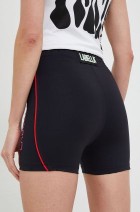 LaBellaMafia pantaloni scurți de antrenament Wake Up femei, culoarea negru, cu imprimeu, high waist