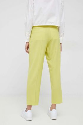 PS Paul Smith pantaloni de lana femei, culoarea galben, lat, high waist