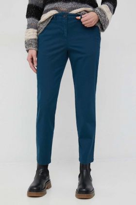 PS Paul Smith pantaloni femei, culoarea albastru marin, mulata, high waist