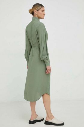 Bruuns Bazaar rochie Lilli Lyra culoarea verde, midi, evazati