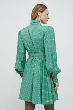 Custommade rochie Linnea culoarea verde, mini, evazati