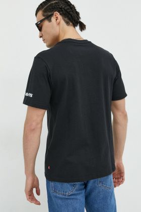 Levi's tricou din bumbac culoarea negru, cu imprimeu