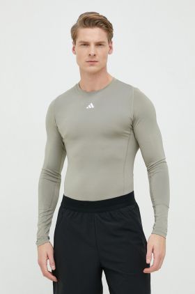 adidas Performance longsleeve de antrenament culoarea verde, uni IC2157