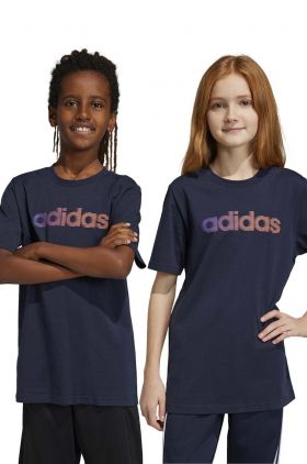 Adidas tricou de bumbac pentru copii culoarea albastru marin, cu imprimeu