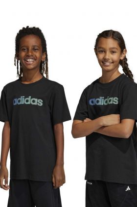 Adidas tricou de bumbac pentru copii culoarea negru, cu imprimeu