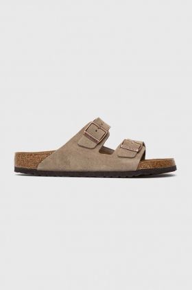 Birkenstock papuci din piele Arizona bărbați, culoarea gri 51461.TAUP-TAUPE