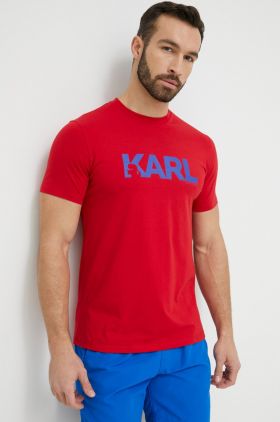 Karl Lagerfeld tricou din bumbac culoarea rosu, cu imprimeu