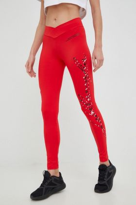 LaBellaMafia leggins de antrenament Hardcore femei, culoarea rosu, cu imprimeu