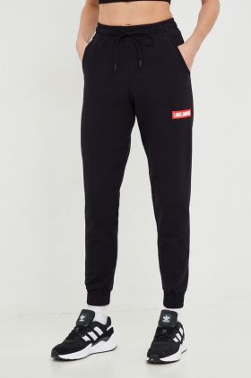 LaBellaMafia pantaloni de trening femei, culoarea negru, neted