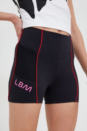 LaBellaMafia pantaloni scurți de antrenament Wake Up femei, culoarea negru, cu imprimeu, high waist