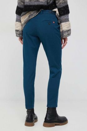 PS Paul Smith pantaloni femei, culoarea albastru marin, mulata, high waist