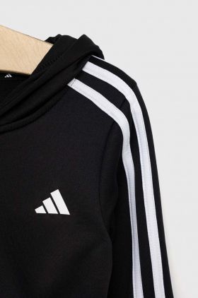 Adidas bluza copii culoarea negru, cu glugă, cu imprimeu