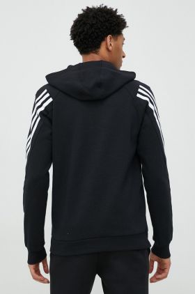 Adidas bluza barbati, culoarea negru, cu glugă, cu imprimeu