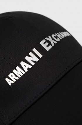 Armani Exchange șapcă de baseball din bumbac culoarea negru, cu imprimeu