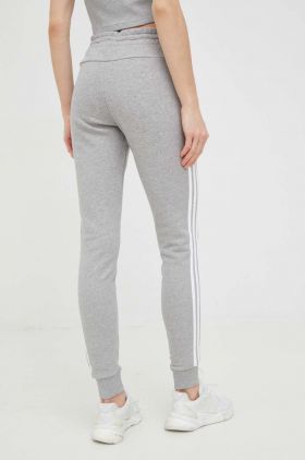 adidas pantaloni de trening din bumbac femei, culoarea gri, cu imprimeu  IC9922