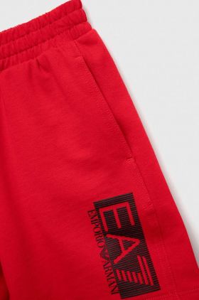 EA7 Emporio Armani pantaloni scurți din bumbac pentru copii culoarea rosu, talie reglabila