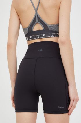 Adidas Performance pantaloni scurți de yoga Yoga Studio femei, culoarea negru, neted, high waist