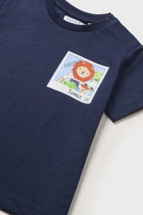 Mayoral tricou din bumbac pentru bebelusi culoarea albastru marin, cu imprimeu