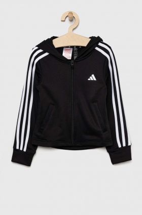 Adidas bluza copii culoarea negru, cu glugă, cu imprimeu