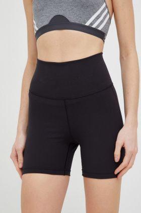 Adidas Performance pantaloni scurți de yoga Yoga Studio femei, culoarea negru, neted, high waist