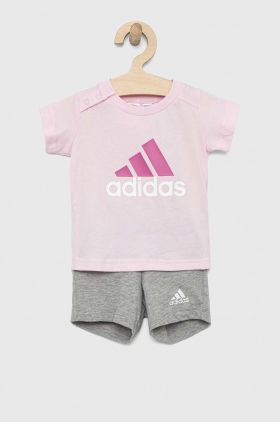 Adidas set de bumbac pentru copii I BL CO T culoarea roz