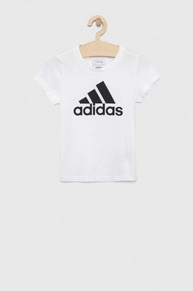 Adidas tricou de bumbac pentru copii G BL culoarea alb