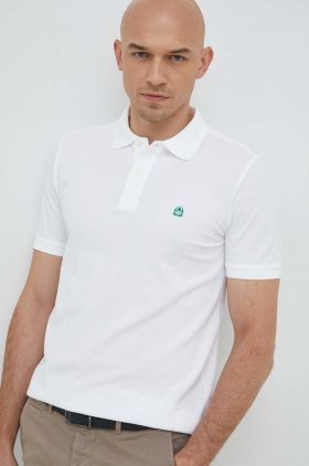 United Colors of Benetton polo de bumbac culoarea alb, neted