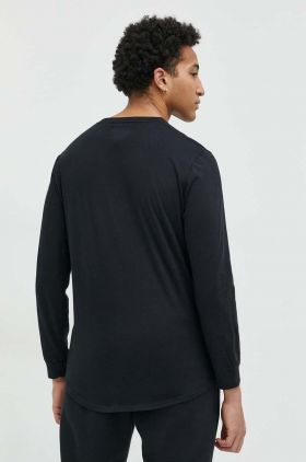 Hollister Co. longsleeve din bumbac culoarea negru, neted