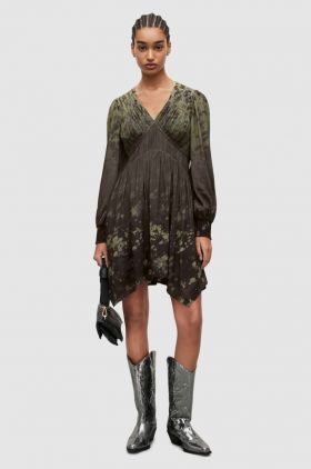 AllSaints rochie culoarea verde, mini, evazati