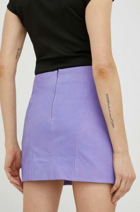 Remain fusta culoarea violet, mini, drept