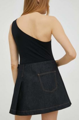 Remain fusta jeans culoarea negru, mini, evazati