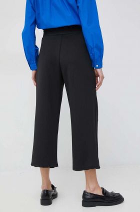 Dkny pantaloni femei, culoarea negru, lat, high waist