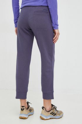 Columbia pantaloni de trening femei, culoarea albastru marin, neted