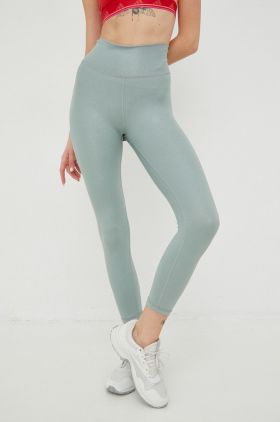 Adidas Performance leggins de antrenament Optime Shine femei, culoarea verde, neted