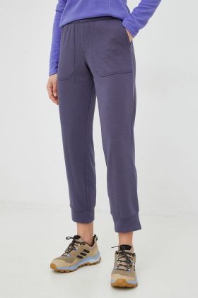 Columbia pantaloni de trening femei, culoarea albastru marin, neted