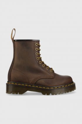 Dr. Martens bocanci de piele 1460 Bex femei, culoarea maro, cu toc plat DM27894201