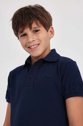 Mayoral tricou polo copii culoarea albastru marin, neted