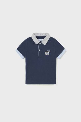 Mayoral tricou polo pentru copii culoarea albastru marin, cu imprimeu