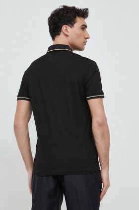 Armani Exchange polo de bumbac culoarea negru, cu imprimeu