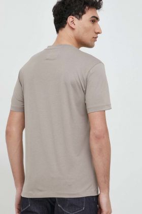 Emporio Armani tricou din bumbac culoarea bej, cu imprimeu