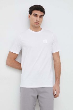 Armani Exchange tricou din bumbac culoarea alb, cu imprimeu