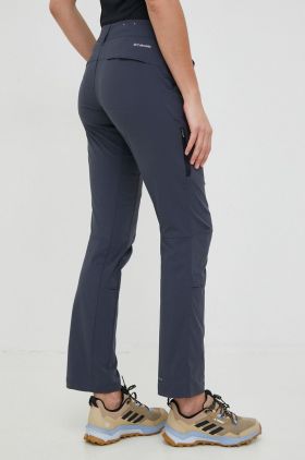 Columbia pantaloni de exterior Saturday Trail femei, culoarea bleumarin, drept, high waist 2016661