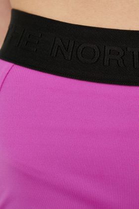 The North Face pantaloni scurti sport Mountain Athletics femei, culoarea violet, neted, medium waist