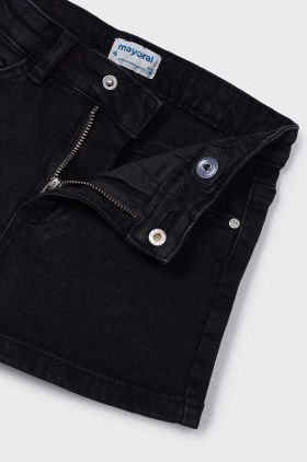 Mayoral pantaloni scurti din denim pentru copii culoarea negru, neted